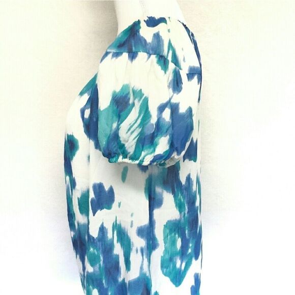 KENNETH Cole Watercolor Silk Blouse  Wide Shoulder - Picture 4 of 7